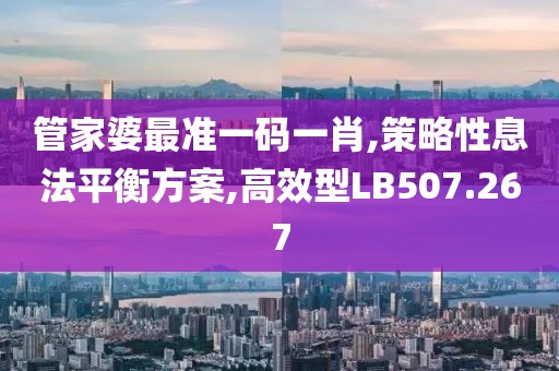 管家婆最准一码一肖,策略性息法平衡方案,高效型LB507.267