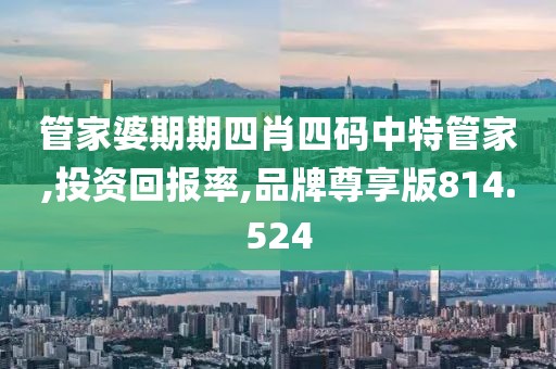 管家婆期期四肖四码中特管家,投资回报率,品牌尊享版814.524