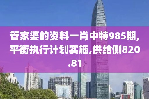 管家婆的资料一肖中特985期,平衡执行计划实施,供给侧820.81