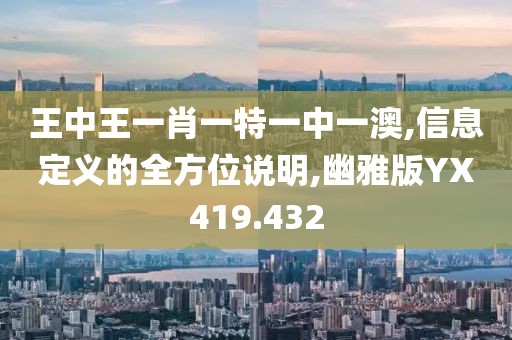 王中王一肖一特一中一澳,信息定义的全方位说明,幽雅版YX419.432