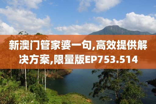 新澳门管家婆一句,高效提供解决方案,限量版EP753.514