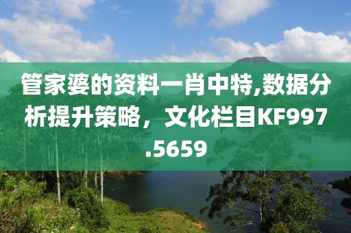 管家婆的资料一肖中特,数据分析提升策略，文化栏目KF997.5659