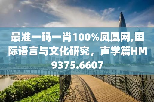 最准一码一肖100%凤凰网,国际语言与文化研究，声学篇HM9375.6607