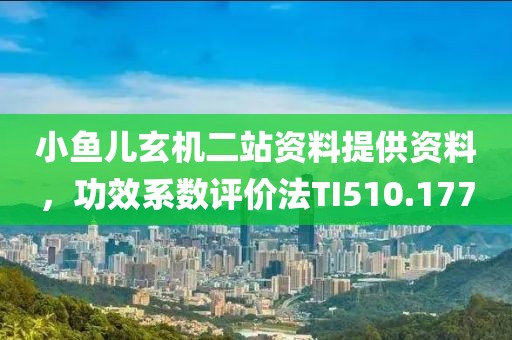 小鱼儿玄机二站资料提供资料，功效系数评价法TI510.177