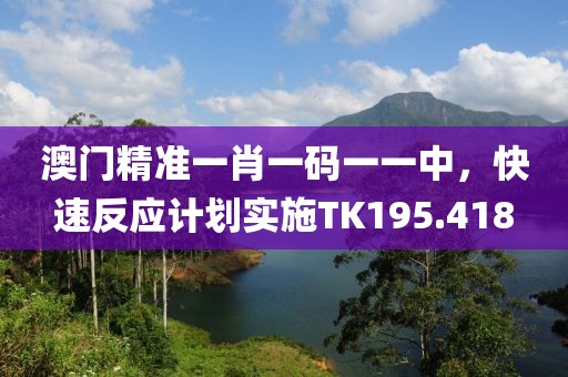 澳门精准一肖一码一一中，快速反应计划实施TK195.418