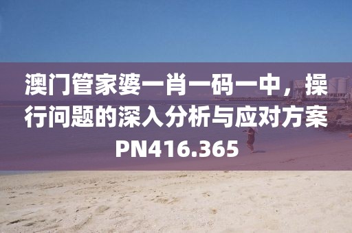 澳门管家婆一肖一码一中，操行问题的深入分析与应对方案PN416.365