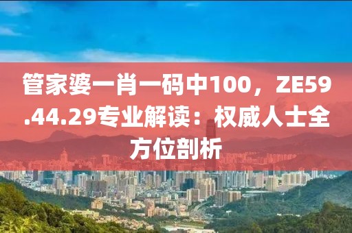 管家婆一肖一码中100，ZE59.44.29专业解读：权威人士全方位剖析