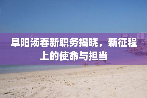 阜阳汤春新职务揭晓，新征程上的使命与担当