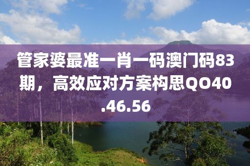管家婆最准一肖一码澳门码83期，高效应对方案构思QO40.46.56