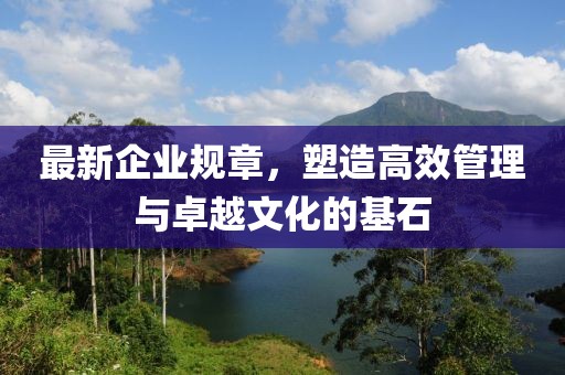 最新企业规章，塑造高效管理与卓越文化的基石