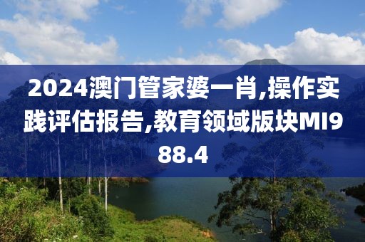 2024澳门管家婆一肖,操作实践评估报告,教育领域版块MI988.4