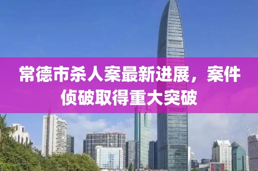常德市杀人案最新进展，案件侦破取得重大突破
