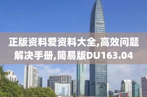 正版资料爱资料大全,高效问题解决手册,简易版DU163.04